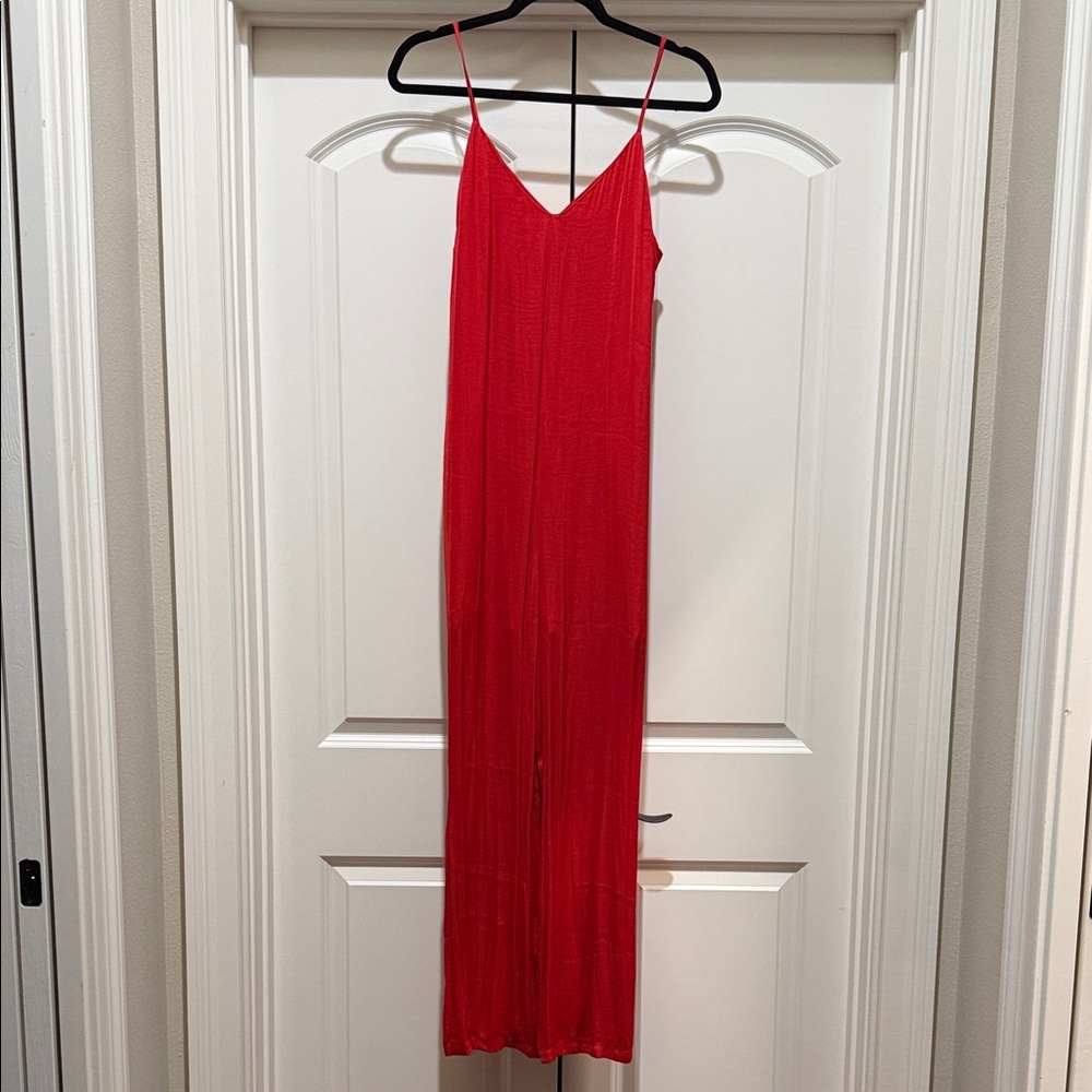 Red Spaghetti Strap jumpsuit.